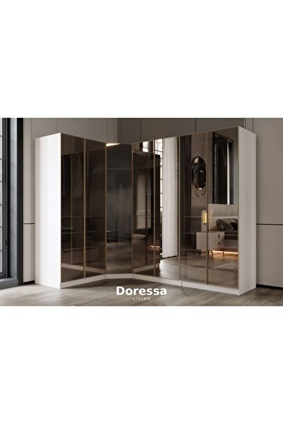 Doressa Living Bend Moon 7 Kapılı Reflekte Camlı Köşe Gardırop