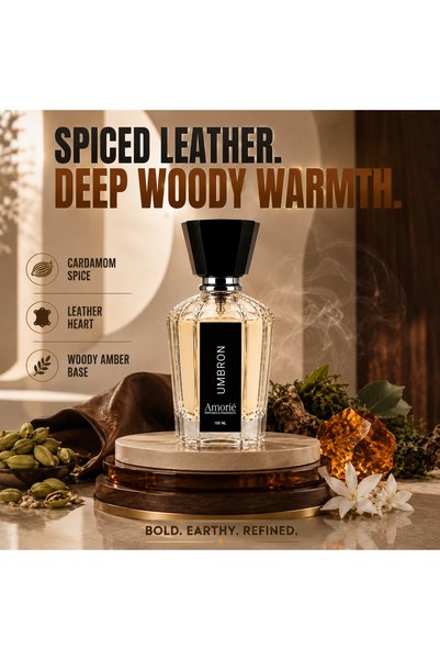 Amorie PERFUMES & FRAGNANCE Amorié PERFUMES & FRAGRANCES UMBRON Eau de Parfum for Men 100ML, Cardamom Leather Jasmine & Woody Amber Scent, Sophisticated Masculine Perfume for Business, Evening & Special Occasions