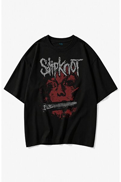 Fuddy Moda Unisex Slipknot Zipperface majica sa širokim izrezom i printom, ov...
