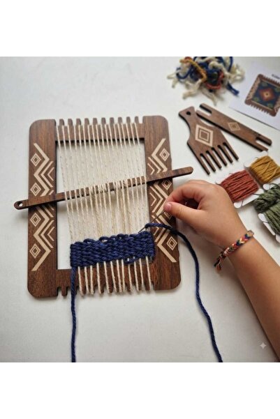 Mu Art Ahşap 10 Pcswooden Mini Weaving Loom Set with Laser Engraved Pattern 3...
