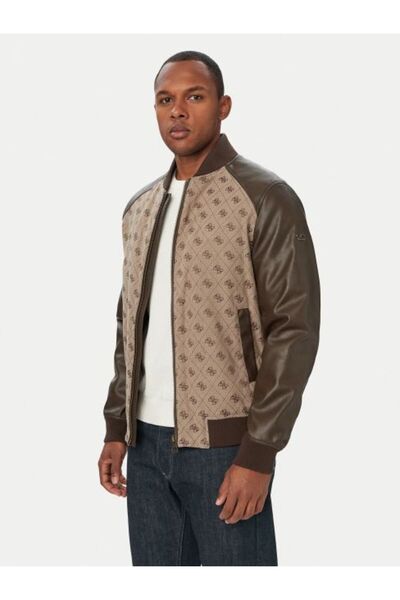 Guess KAHVERENGİ LOGOLU ERKEK BOMBER CEKET