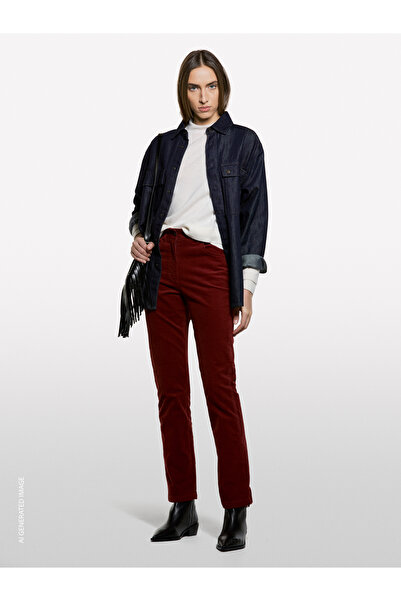 Sisley Kadın Bordo Pamuk Karışımlı Beş Cepli Normal Kesim Pantolon