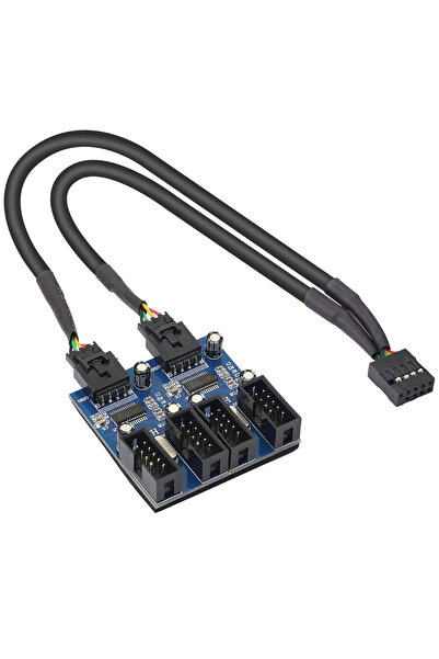 Alfais 6072 Anakart İç Usb Hub 9 Pin Header 1x4 Çoğaltıcı Port Genişletici Pa...