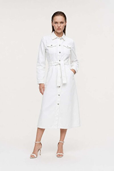 HAKKE Women's Denim Belted Shirt Dress