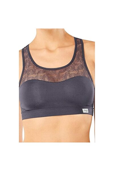 Triumph Sports Bra, Women Move Flex Top, Dark Grey, S