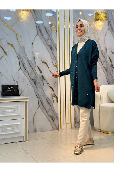 NY Mehlika Exclusive سترة نيو مهليكا كولد سوتير مزينة بالأحجار من الأمام 3246