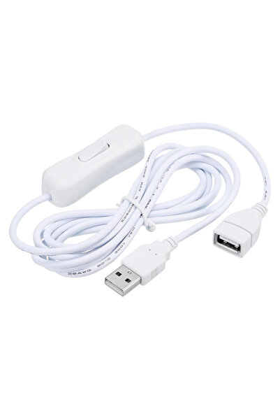 Alfais 6096 Usb Power Data Kablo Açma Kapama Düğmeli Dişi Erkek Güç Ara Uzatm...