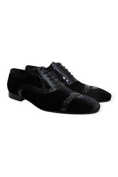 FRANCO CALVANI Black Color Lace-Up Genuine Leather Men's Shoes