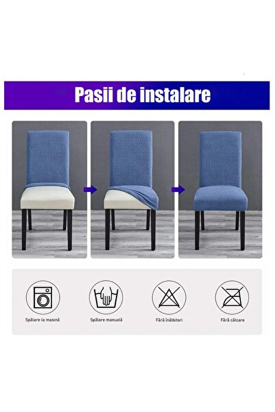 Generic Brand Set 4 Huse Elastice pentru Scaune Living, Dining sau Bucatarie, Material Premium Catifelat, Compatibilitate Universala