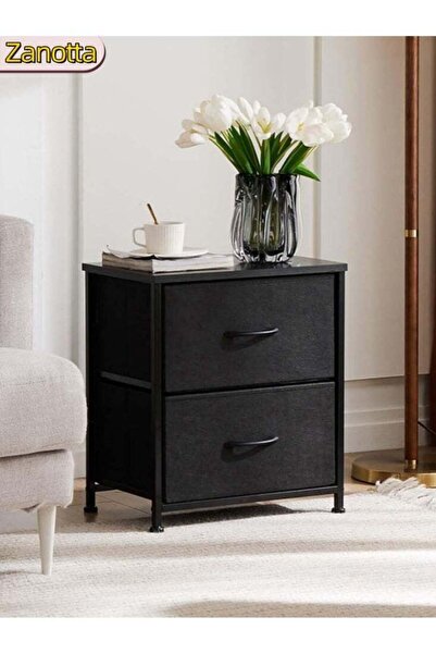 ZANOTTA 45*30*51cm Nightstand with Fabric Drawers Home Bedside Table 2-Tier S...