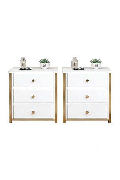 JCB CHIC Multi-Functional Nightstand With 3 Drawer,Molden Bedside Table,Woode...