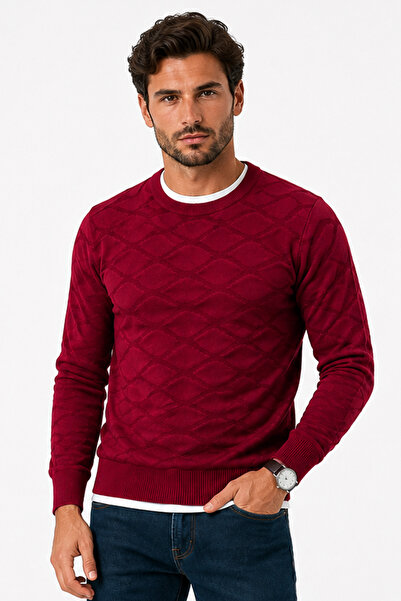 Pulltonic Men's Crew Neck Abstract Patterned Knitwear Sweater
