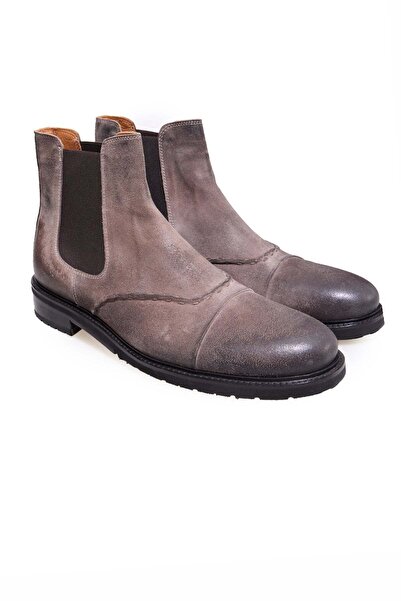 FRANCO CALVANI Taupe Color Laceless Genuine Suede Leather Men's Boots