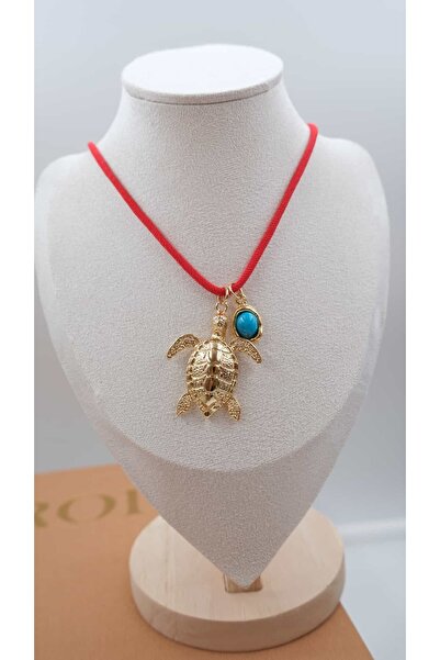 Jerie Turtle Design Red Rope Necklace