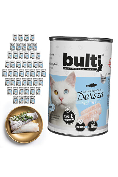 Bulti Hrană umedă completă pentru pisici, bogată în cod, conservă 48x400g