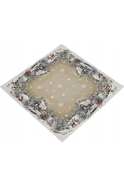 NO BRAND Față de masă de Crăciun, tapiserie, tematică de iarnă, 98x98cm