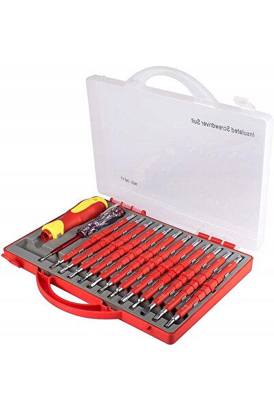 NO BRAND SET DE ȘURUBELNICE IZOLATE, 25 de mărimi + VALIZĂ PENTRU ELECTRICIAN