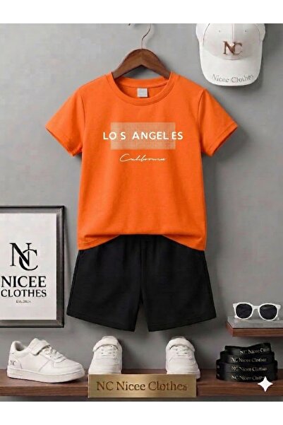 Leto Lykia Summer Children's T-Shirt Shorts Unisex (White Patterned Losangeli...