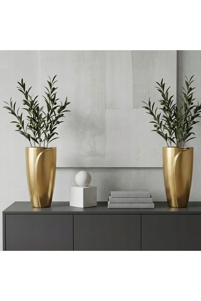 NO BRAND Vază ceramică pentru flori, decorațiune, elegantă, 30 cm, aurie.