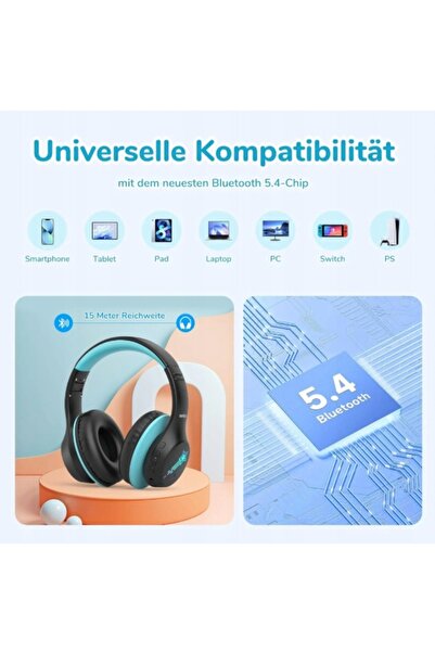 ESR Căști Bluetooth EarFun pentru copii, 5 moduri de iluminare LED