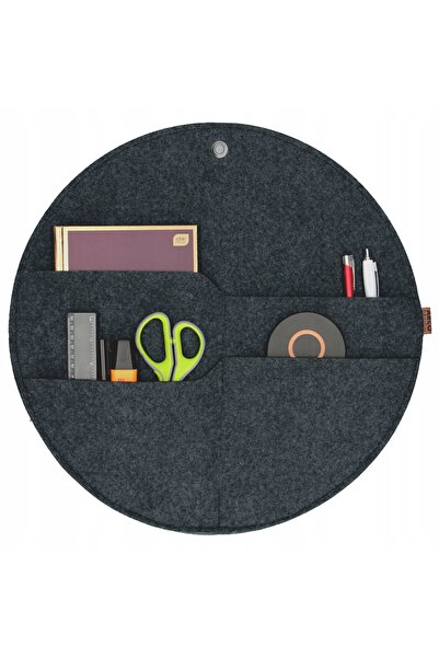 NO BRAND Organizator de perete Circular din fetru antracit L 35cm cu 4 buzunare