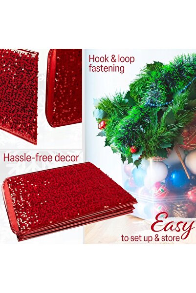 NO BRAND Fustă elegantă, decorațiune roșie de Crăciun, fustă elegantă de Crăciun