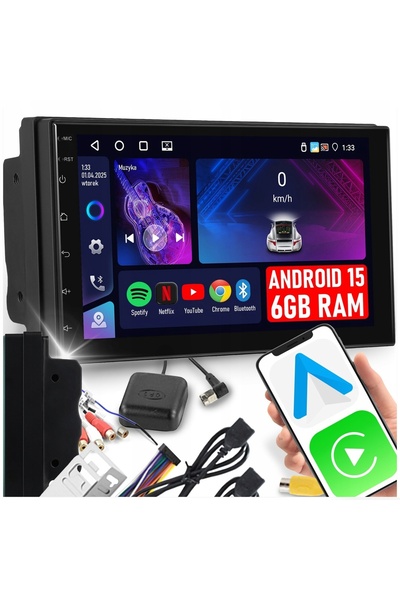 NO BRAND Radio auto 2 DIN 7'' CarPlay Android WiFi GPS Ecran tactil FM 6GB/128GB