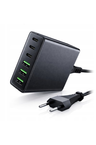 NO BRAND Hub de încărcare rapidă de 100W cu 6 porturi (3x USB-C PD, 3x USB-A)...