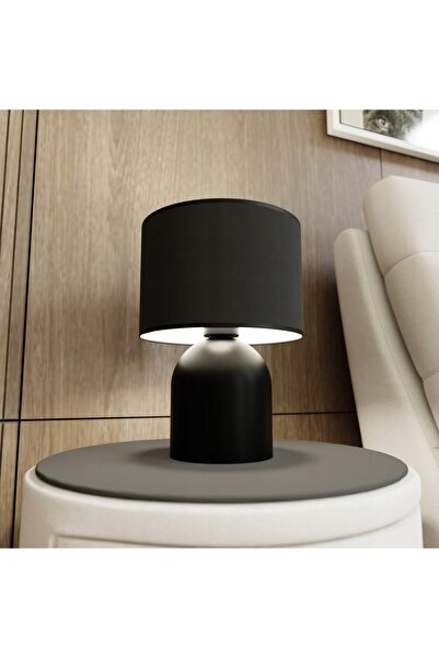 NO BRAND Lampa de masă de noptieră, neagră și albă, cu abajur, pentru dormito...