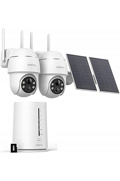 NO BRAND COOAU C7 Cameră de exterior cu panou solar 2 unități + HUB