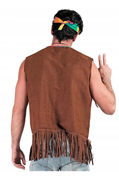 Widmann HIPISA Costum vestă maro cu franjuri, stil anii '70, carnaval, L/XL 1...