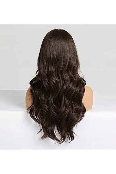 NO BRAND LEMEIZ Perucă crețată maro cu breton 56cm