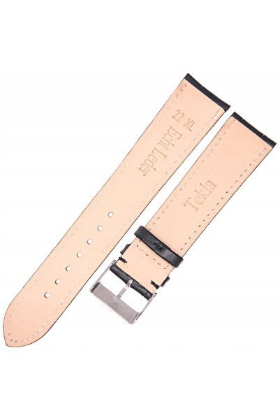 NO BRAND TEKLA K10 XL - 22 mm - Crocodil - NEGRU - Curea de ceas din piele