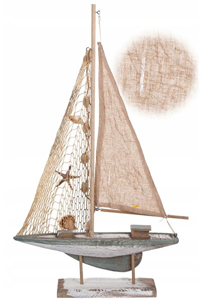 NO BRAND Figurină barcă cu pânze, decorațiune din lemn, marină, vară, 55 cm