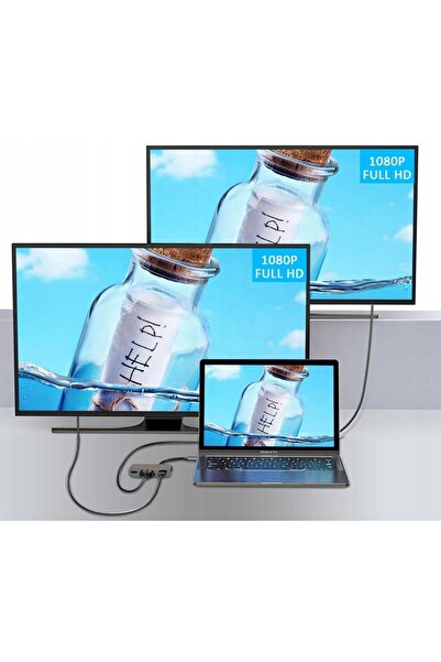 NO BRAND Stație de andocare HUB USB-C HDMI 4k/30Hz VGA USB 3.0 5Gbps Jack 3,5...