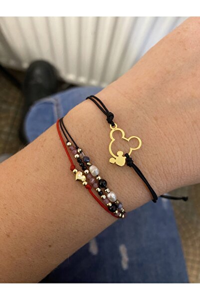 NO BRAND Brățară din argint 925 cu șnur, cu motivul MICKEY MOUSE, în cutie, î...