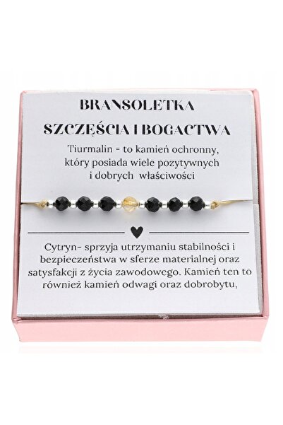 NO BRAND Brățară de argint cu citrin și turmalină FERICITATE ȘI PROSPĂTATE ar...