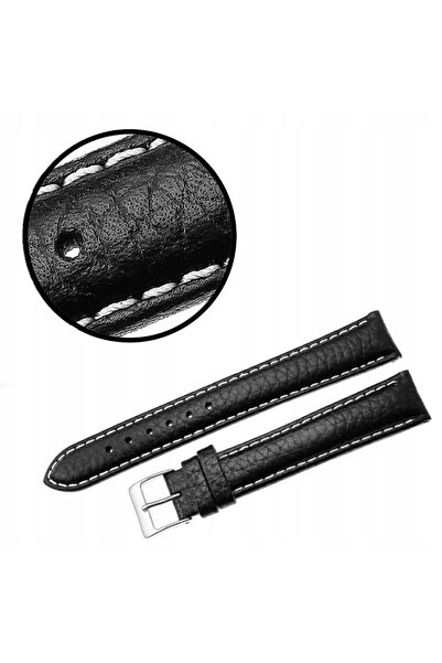 NO BRAND Curea PASEK REDA 18mm XL neagră, cusături albe