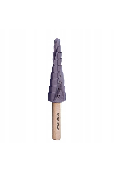 NO BRAND Burghiu în trepte spiralat HSS-Co 5% TiAlN 4-12 mm 9 grade BMM TOOLS