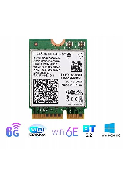 Spacetronik Placă de rețea, adaptor Wi-Fi 6e pentru laptop, conector M.2, Blu...