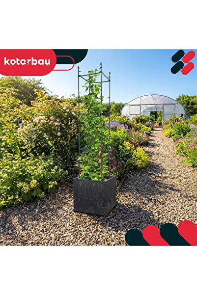 NO BRAND Ghiveci pătrat din beton gri + suport tip scară pentru plante 29x29 cm