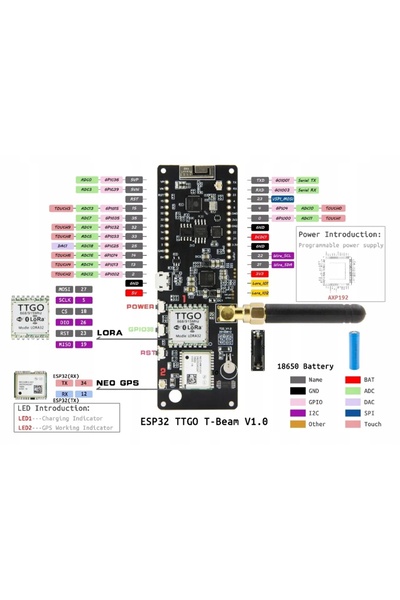 NO BRAND ESP32 LilyGO T-Beam V1.1 LoRa SX1268 433MHz GPS NEO-6M WiFi Bluetooth
