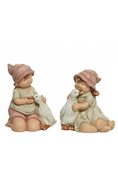 NO BRAND Figurină decorativă „Băiat cu gâscă”, 32 cm