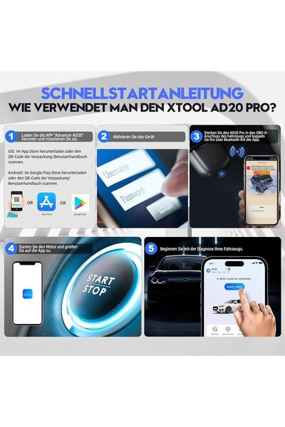 XTOOL AD20 Pro Scanner OBD2 Instrument de diagnosticare wireless Aplicație