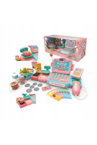 woopie Casă de marcat pentru copii, scanner, cântar, microfon + 24 accesorii