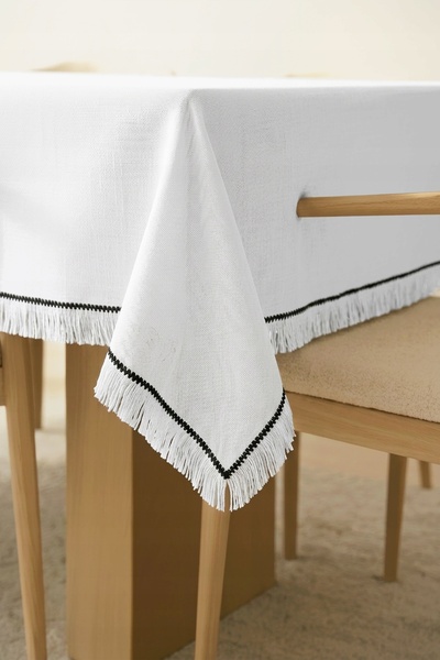 NO BRAND FATĂ DE MASĂ ELEGANTĂ CU EFECT DE IN, DECORATIVĂ, NATUR 140x180, ALBĂ