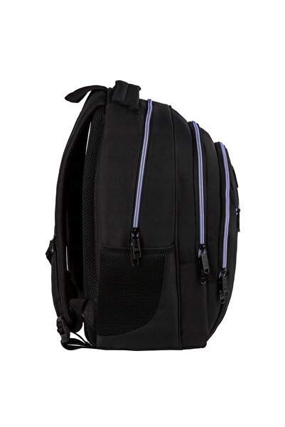 NO BRAND Rucsac școlar pentru fete, negru, mov, cu fermoar, Backup