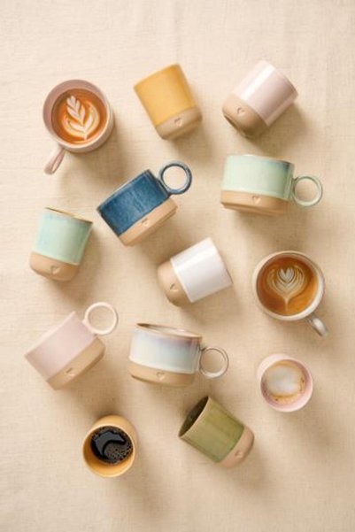 NO BRAND Cana pentru cafea si ceai cu inimă roz deschis pe margine 290 ml. IB...
