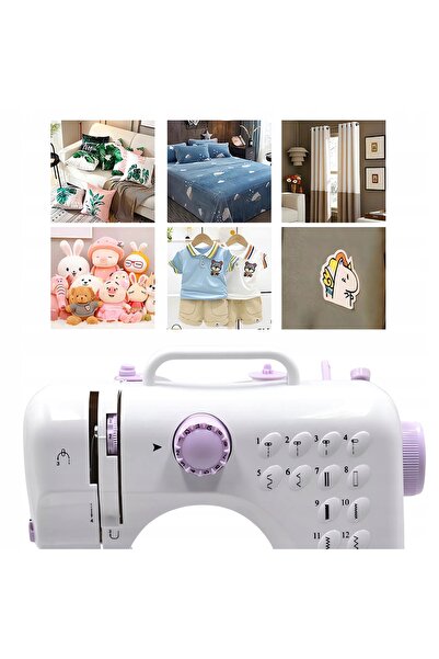 bedee Mini mașină de cusut portabilă cu 12 cusături, accesorii