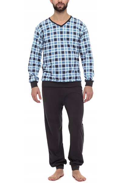 NO BRAND Pijama pentru bărbați din bumbac, cu mâneci lungi și pantaloni, mări...